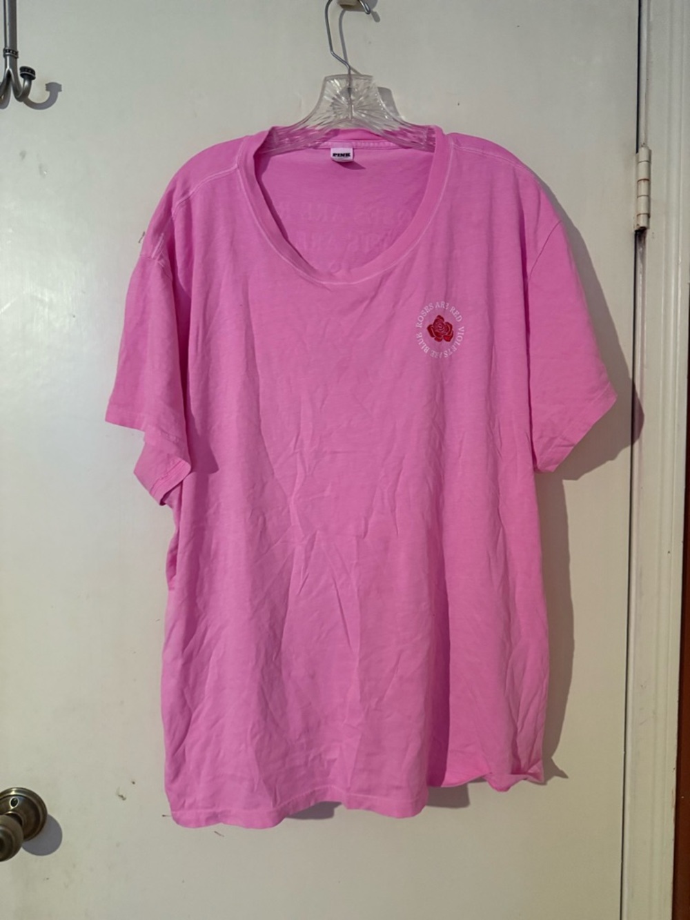 PINK Victoria's Secret Bright Pink XXL Crew Neck Tee